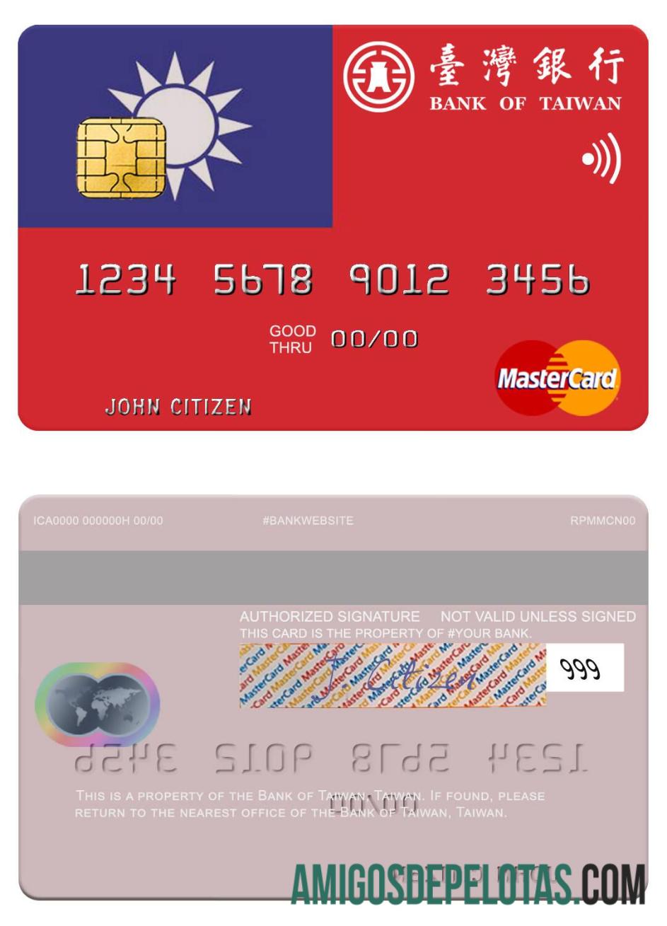 Banco de Taiwan Mastercard de Taiwan modelo